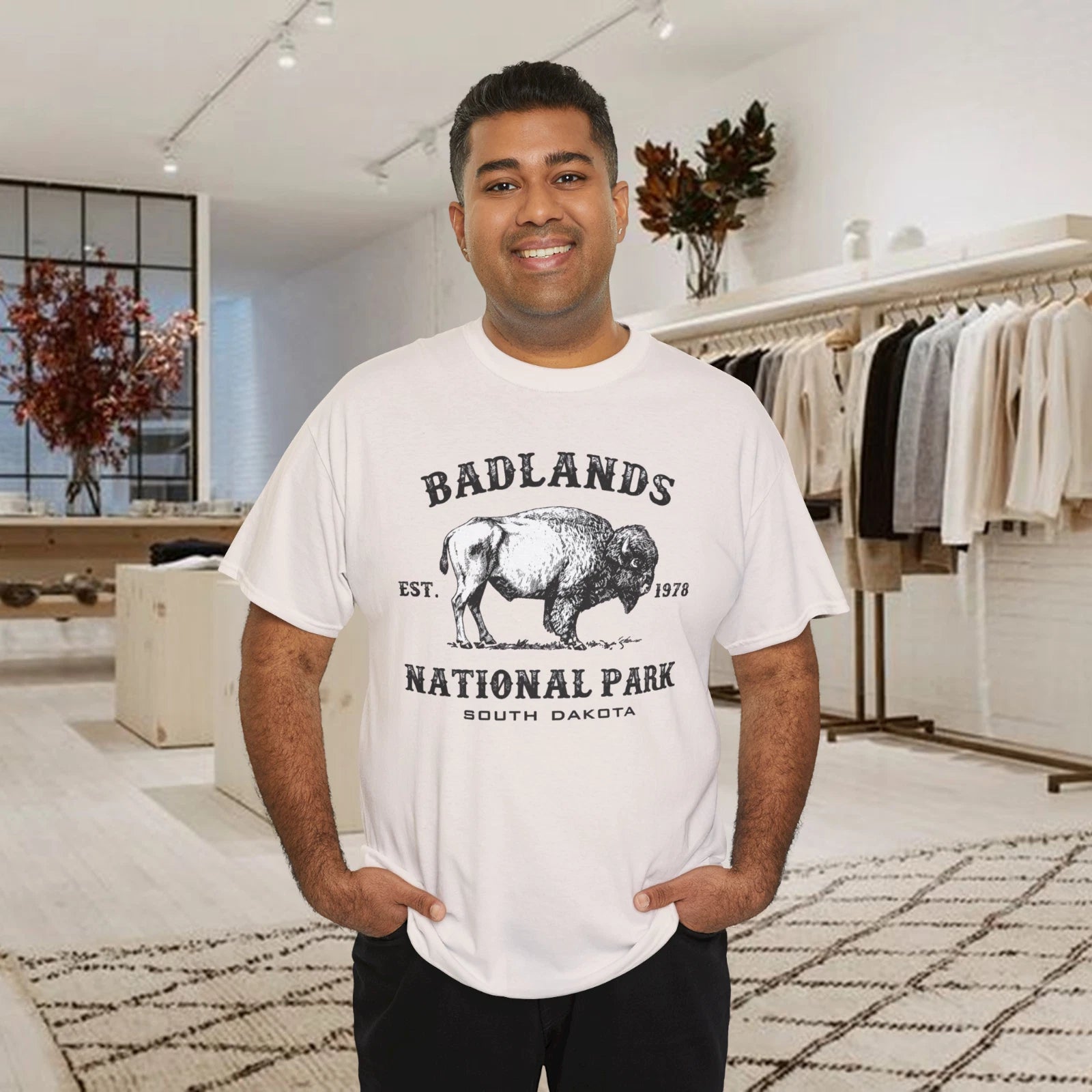 Badlands National Park South Dakota Buffalo Vintage Graphic T-Shirt