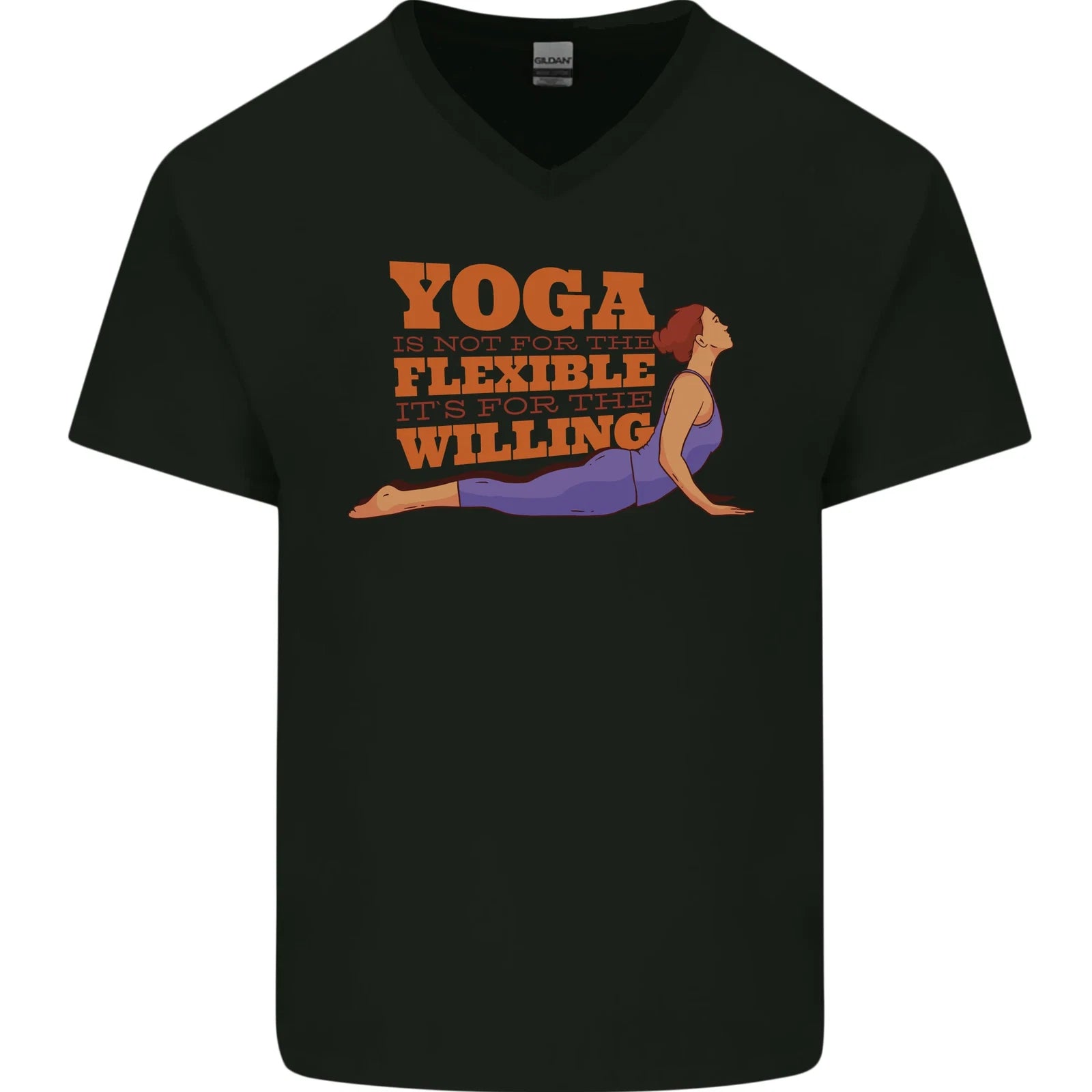 Funny Inspirational Yoga Mens V-Neck Cotton T-Shirt
