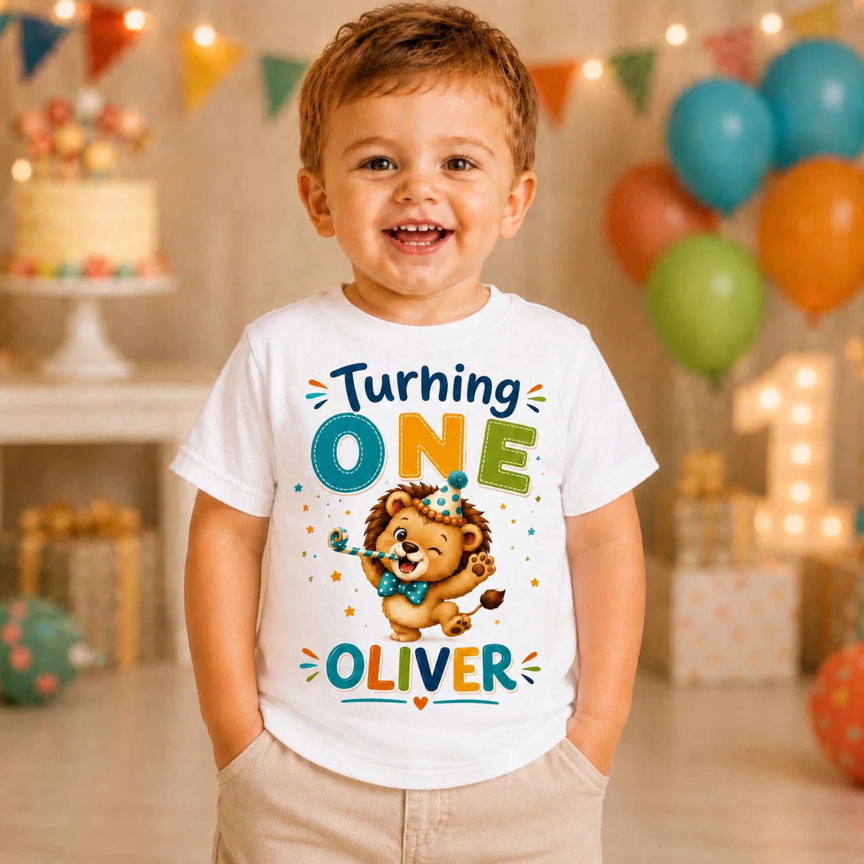 Personalised 1st Birthday Turning One Boys T Shirt
