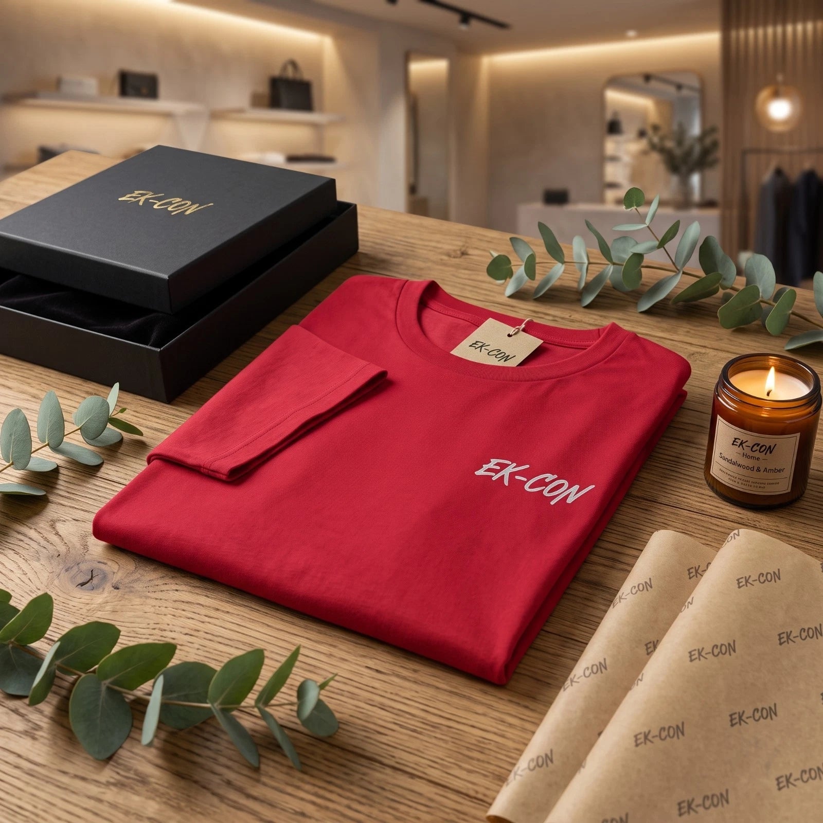 EX-CON Red Premium Embroidered T Shirt Unisex Cotton Crew Neck Streetwear Tee
