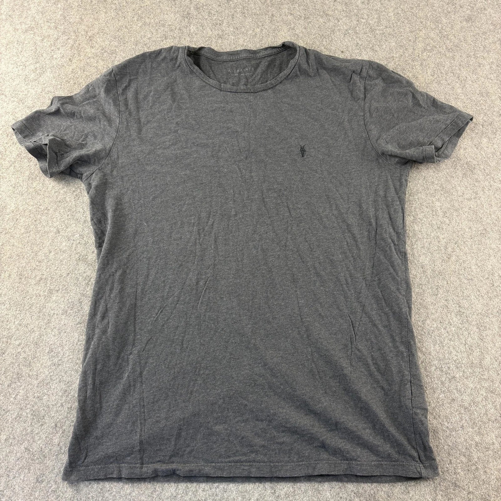 AllSaints Shirt Mens Medium Grey Brace Tonic Crew Cotton Jersey Logo T-Shirt