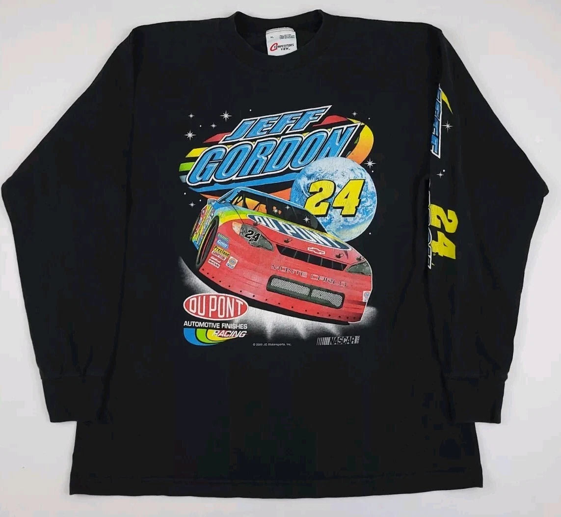 Vintage Y2k 2000 Jeff Gordon Nascar Du Pont Long Sleeve T Shirt Race Sport Space