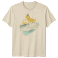 Abstract Gold Teal Art Design T-Shirt Modern Abstract Art Print Birthday