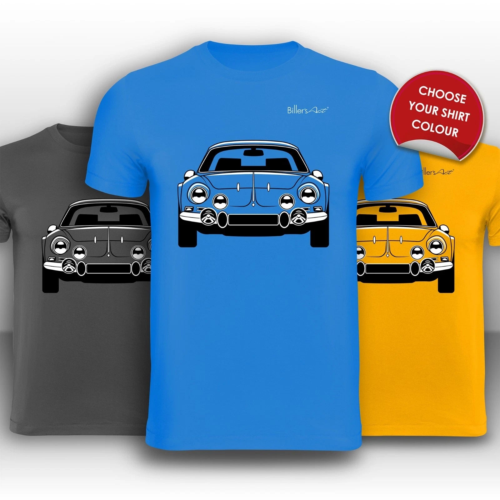 Alpine Rally 1971 Front View Super Cool hand printed T-Shirt