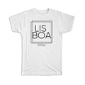 Gift T-Shirt : LISBOA Portugal Square Modern Minimalist Font