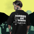 Humor Text Back Printed Oversized Round Neck T-Shirt for Men | Trendy Graphic