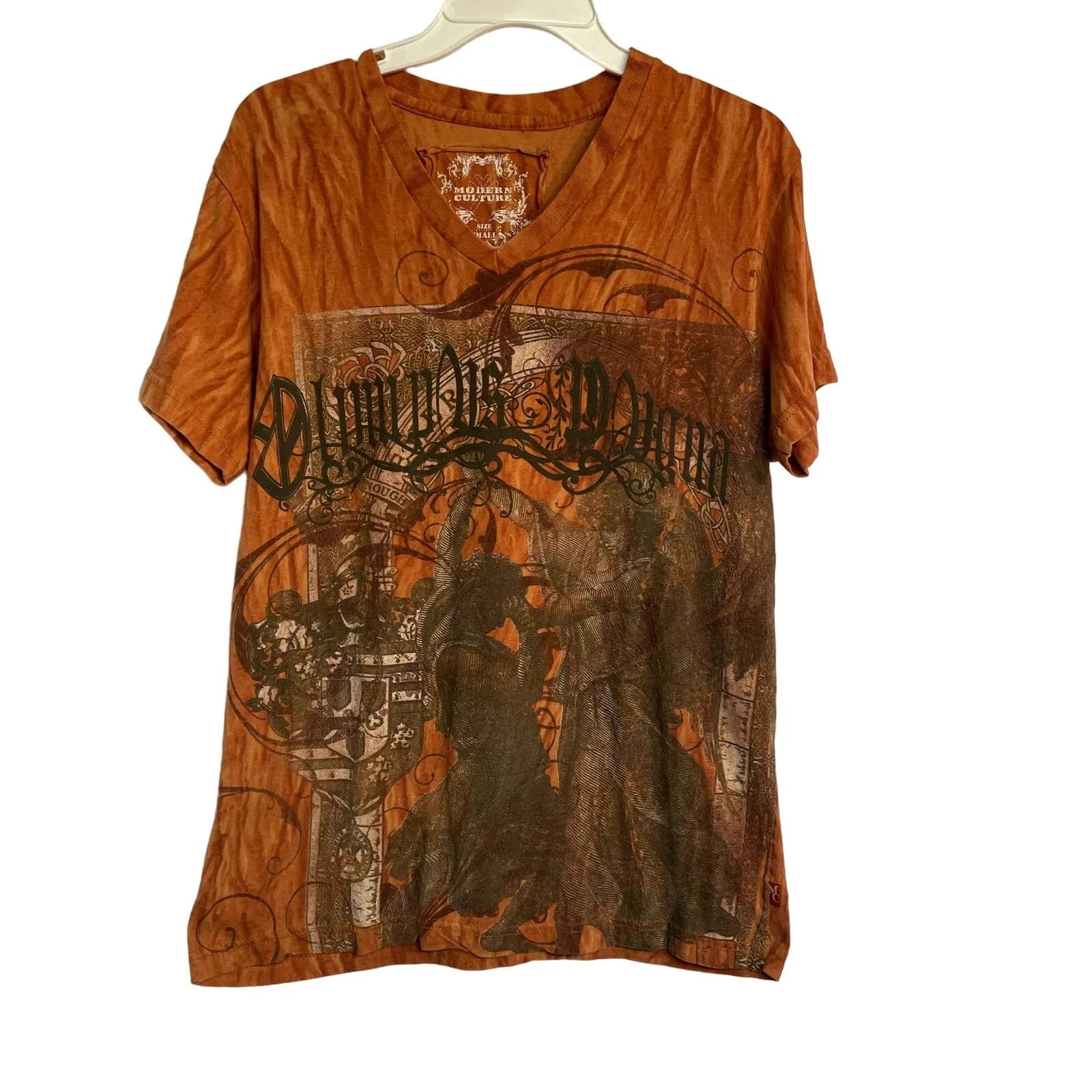 Modern Culture Women's Rust/Red Brown V-Neck T-Shirt Size Small