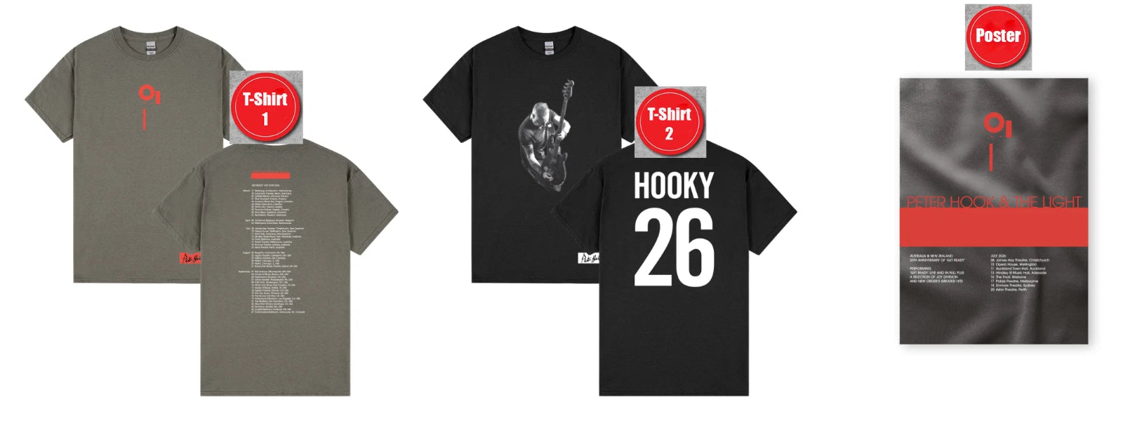 Peter Hook & The Light Australia - NZ Tour 2026 Merch Tee, T-Shirt Reprint
