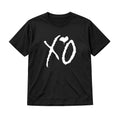 Black XO Print T-Shirt Gig Festival Crew Neck Cotton Statement Top