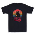 Cute But Feral Funny Cat Drinking Coffee Graphic Humor Quote Retro Men's T-Shirt