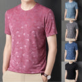 Men Short Sleeve Round Neck Slim Fit Undershirt Polyester Spandex Blend