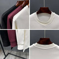 Mens Daily Wear Long Sleeve Pocket Splicing Tee Solid Color Round Neck Top