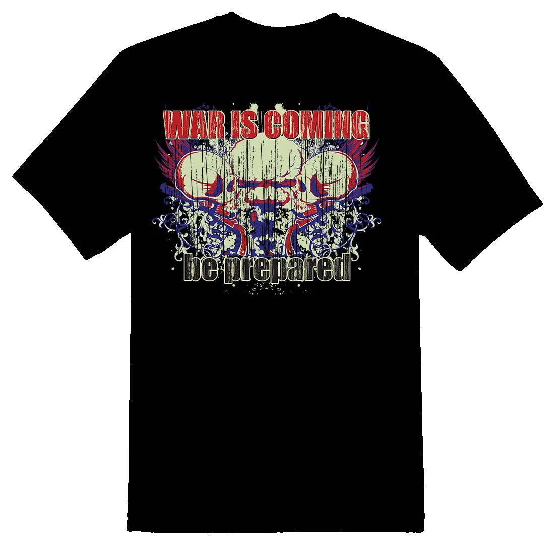 War is coming guns skulls black or white tee shirt