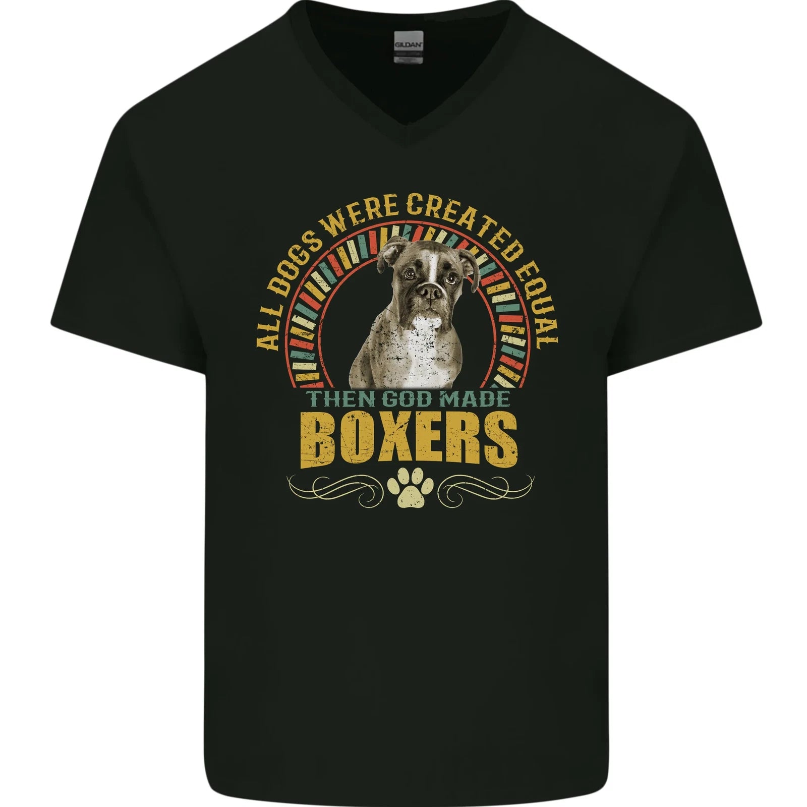 A Boxer Dog Mens V-Neck Cotton T-Shirt