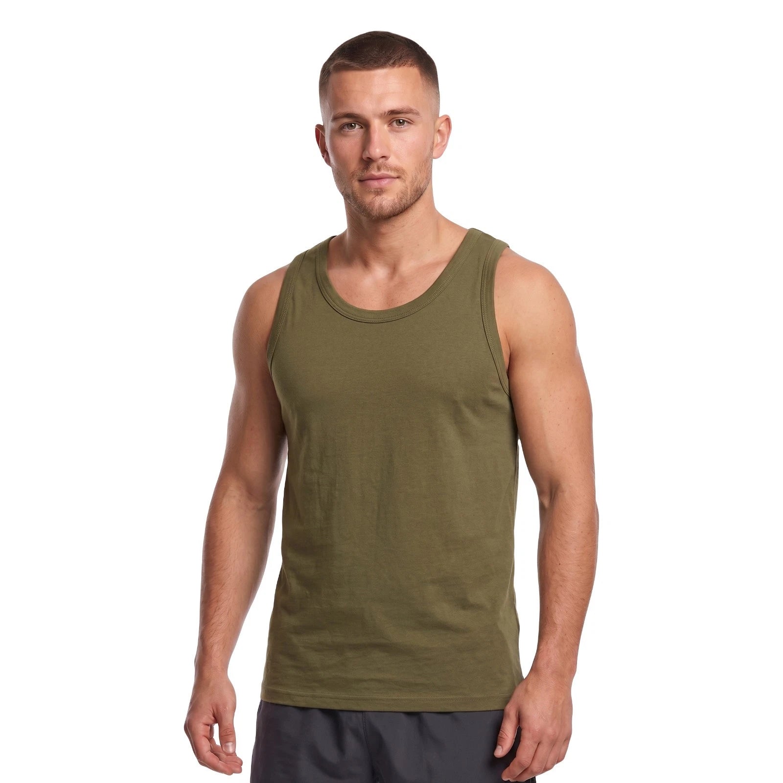 Army Vest Military Combat US Singlet Sleeveless Fancy Dress Tank Top Olive Green