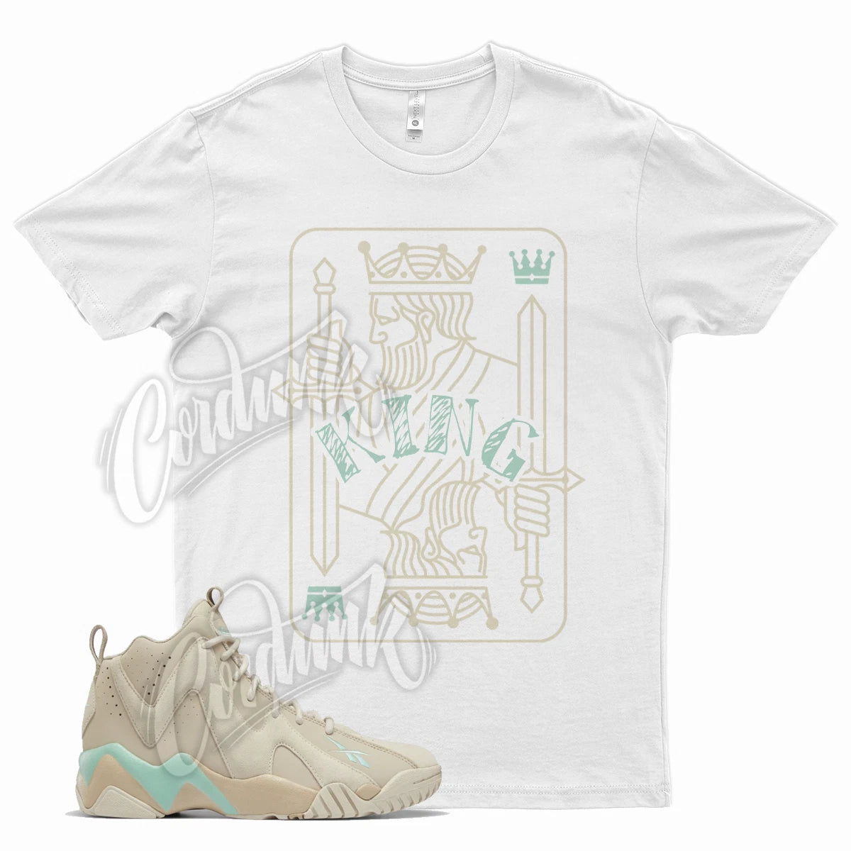 White KING T Shirt for Kamikaze ll Modern Beige Stucco Pixel Mint 2