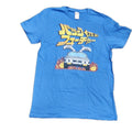Back To The Future Pixel Art Graphic T Shirt Size M Blue  Delorean Car NWOT