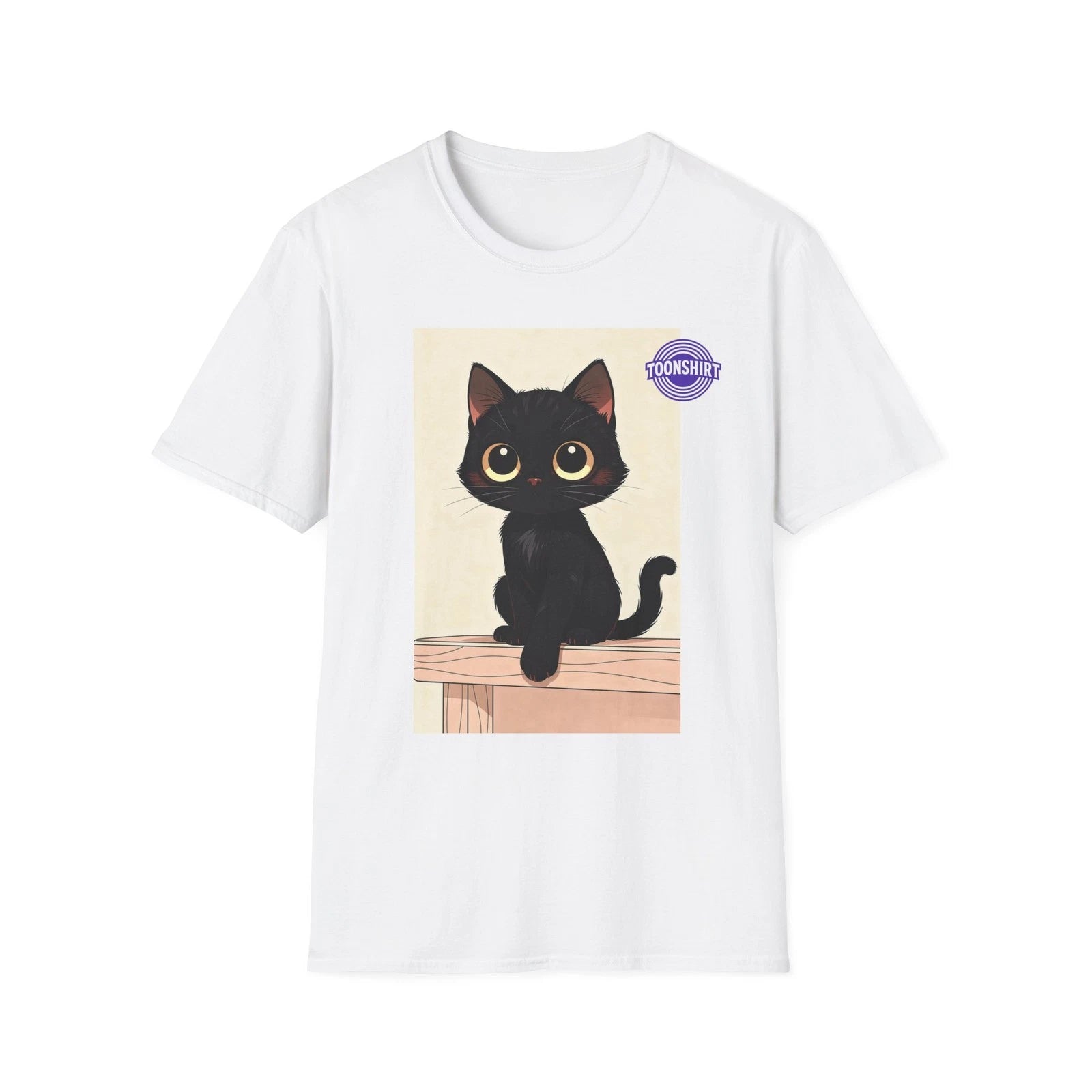 Adorable Black Cat Cartoon Graphic Tee
