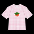 Oversized kawaii strawberry pink gingham cotton t-shirt