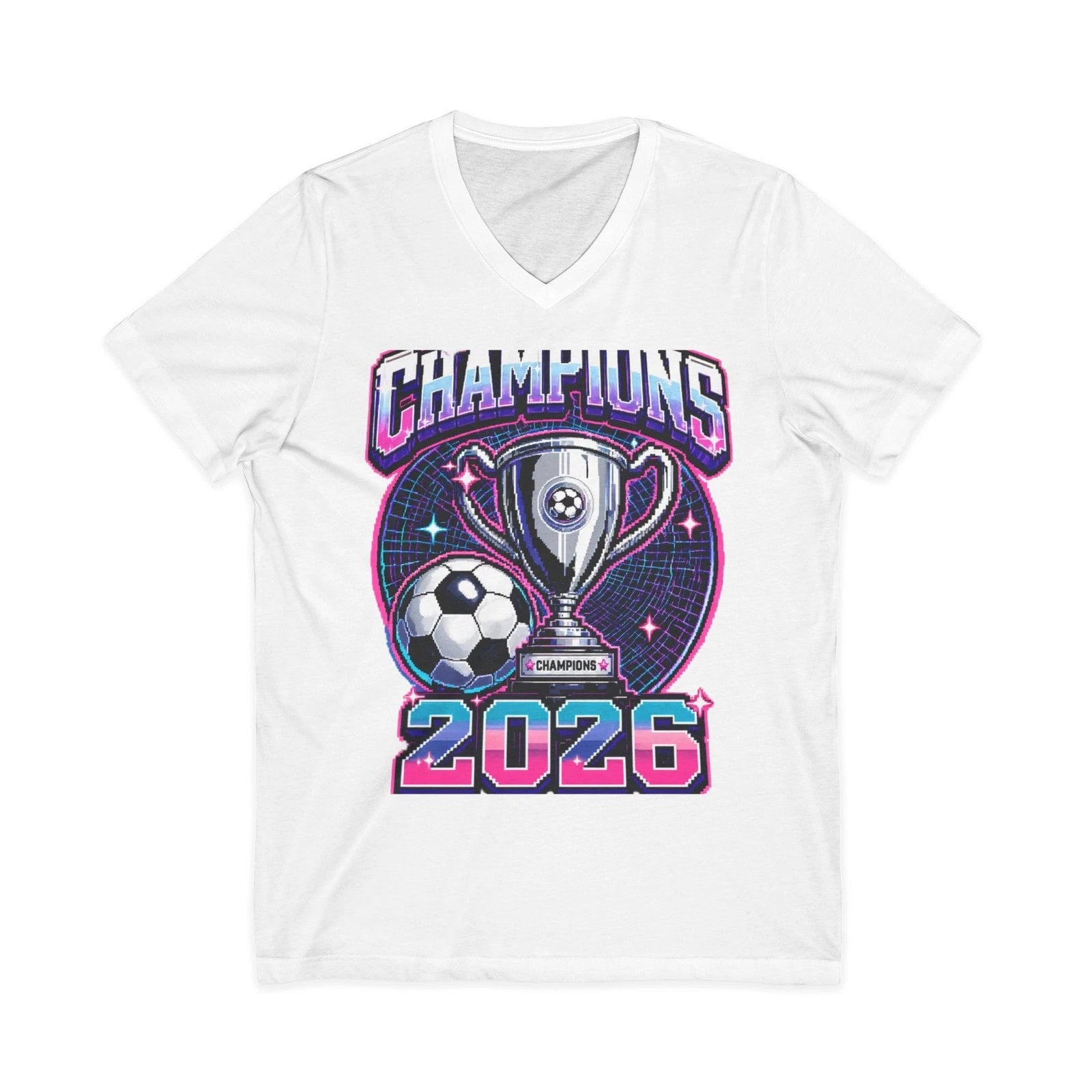 Champions 2026 Pixel Art V-Neck T-Shirt Unisex Made in USA