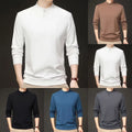 Men Long Sleeve Sweatshirt Solid Pullover T Shirt Stand Collar for Daily Wear