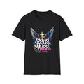 Jesus Saves Graffiti Cross T-Shirt | Angel Wings Street Art