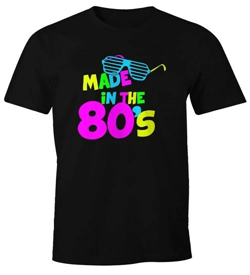 Mens Birthday T Shirt Made In The 80's Retro Eighties Eighties Gift