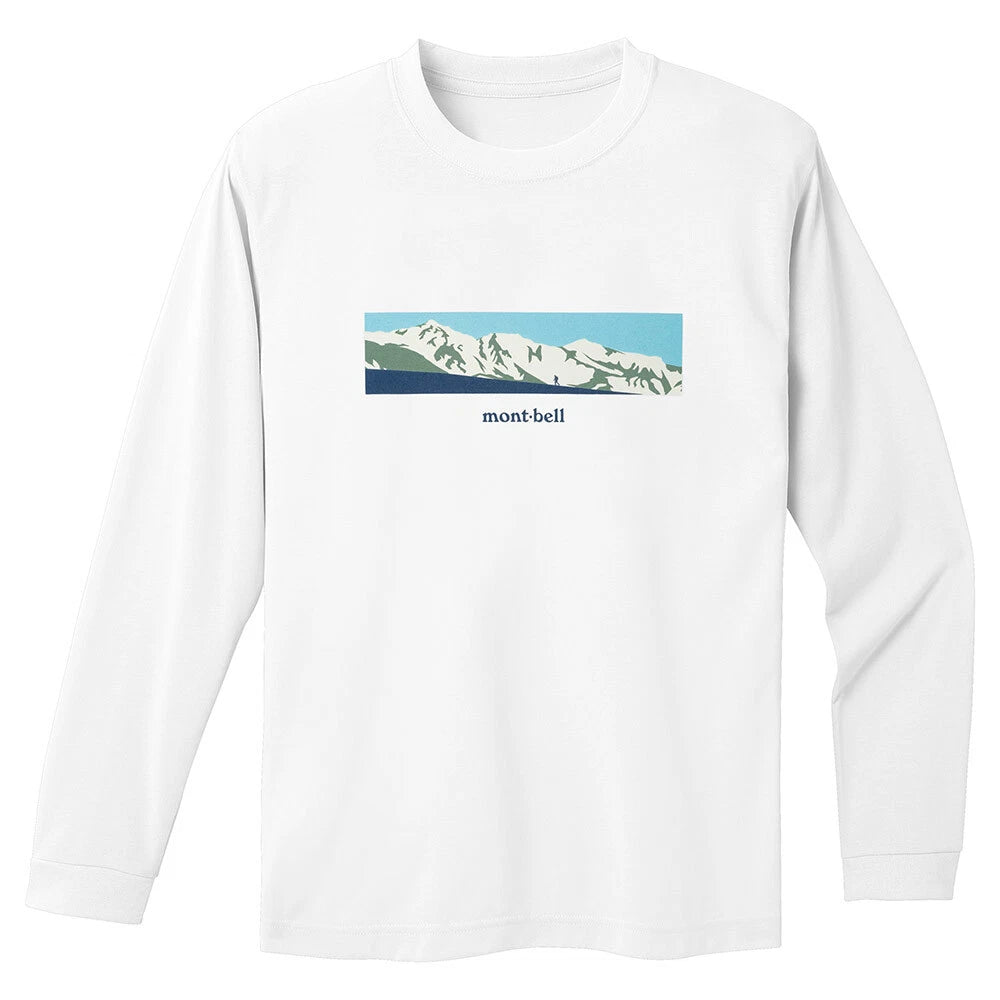 MONTBELL Wickron Long Sleeve T-shirt White Mountain Range Asian Size