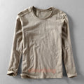 Men 100% Cotton T-Shirt Comfort Crew V Neck Long Sleeve Top Breathable Bsaic Tee