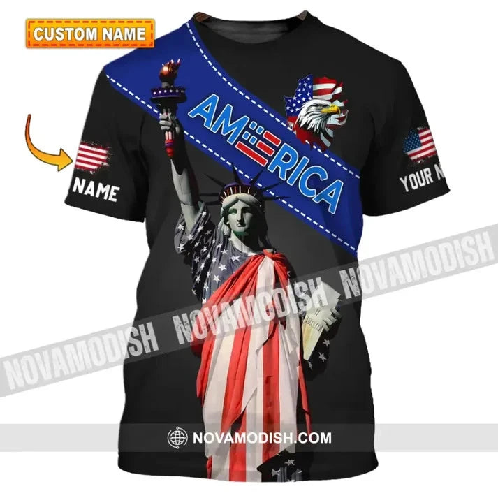 Unisex Shirt - Custom Name 3D Shirt - Liberties America Flag Color BS1717