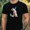Mens Watercolour Funny Cat Print Cotton T-Shirt Size XS to 5XL
