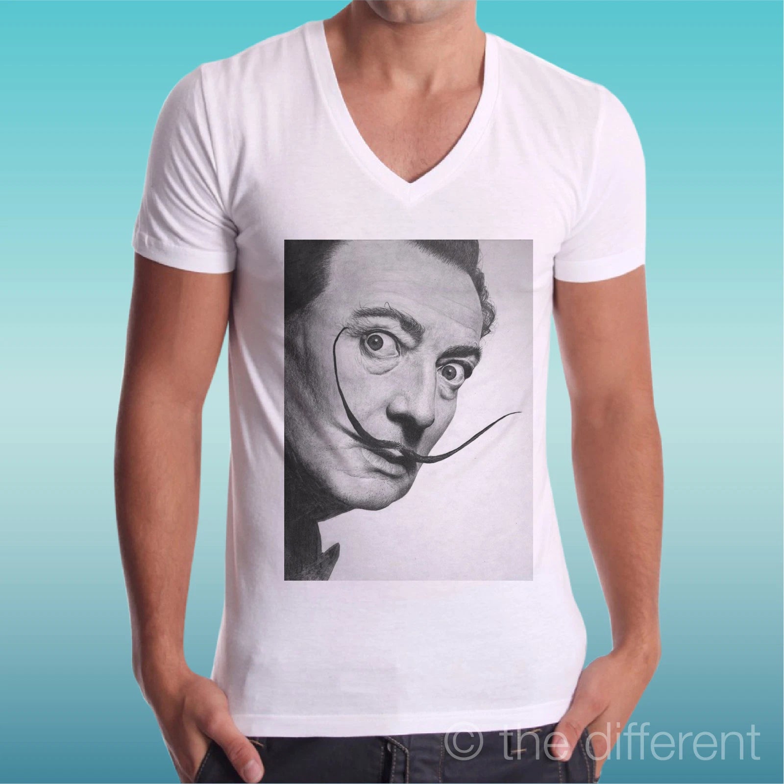 Men's T-Shirt V 'Salvador Dalì Mustache' Gift Idea Road To Happiness