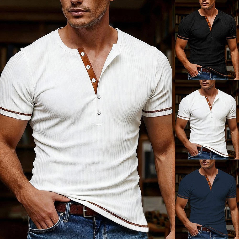V Neck Tee Casual Wear Solid Color Design 4% Spandex Blend Stretch Fabric