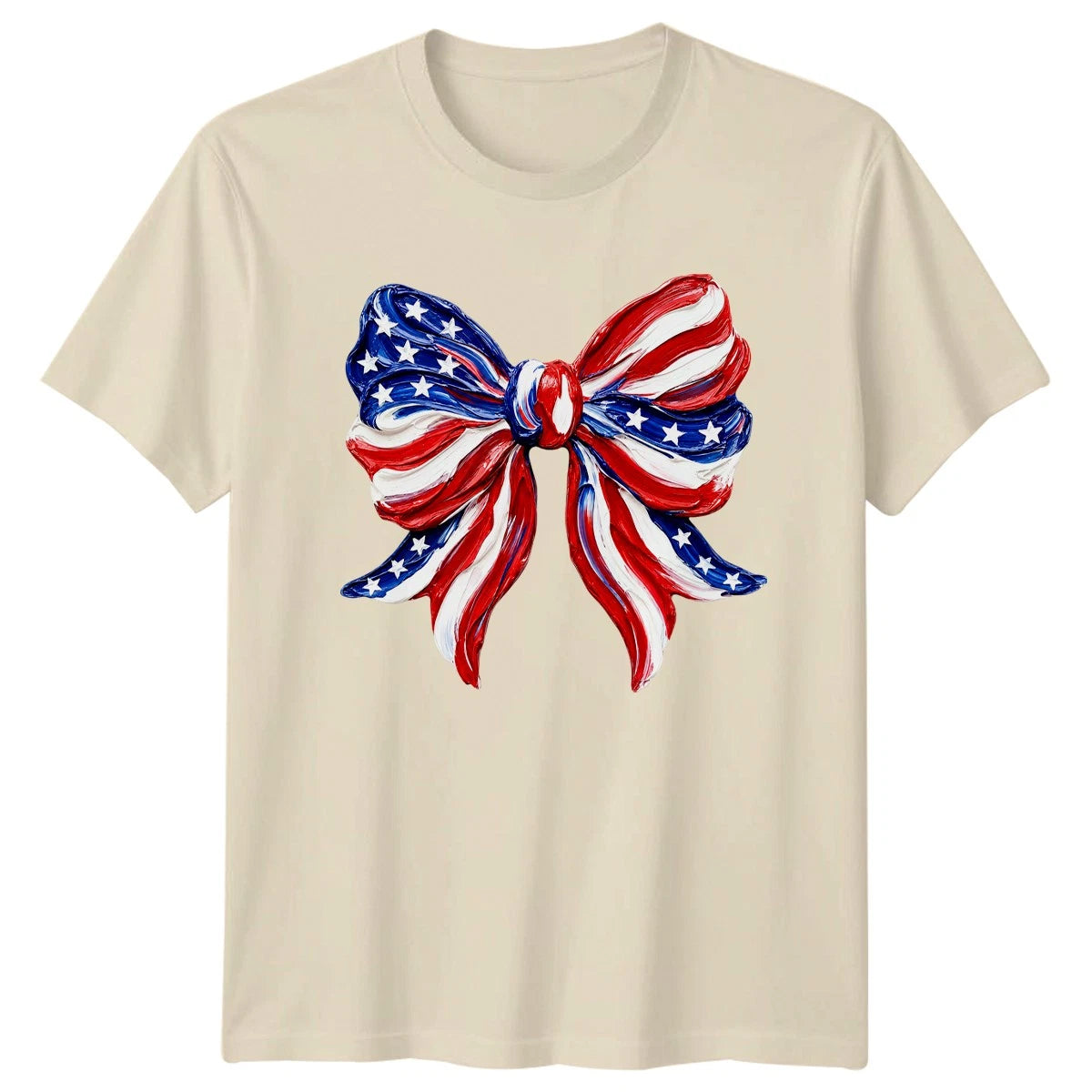 Patriotic Bow T-Shirt Red White Blue American Stylish Celebration Gift