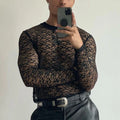 For Layering Men Mesh Tee Hollow Out Top For Daily Wear Mesh Fabric Hollow Out
