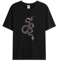 New Men Luxury Diamond Snake Rhinestones Fashion Black T-Shirt High Quality