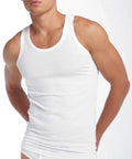4 Pack Plain Mens 100% Cotton interlock Sleeveless Vests -Blue,s & White S-5XL
