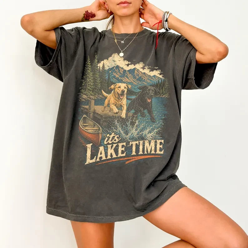 It's Lake Time Shirt, Funny Labrador Camping Tee, Dog Lover Gift