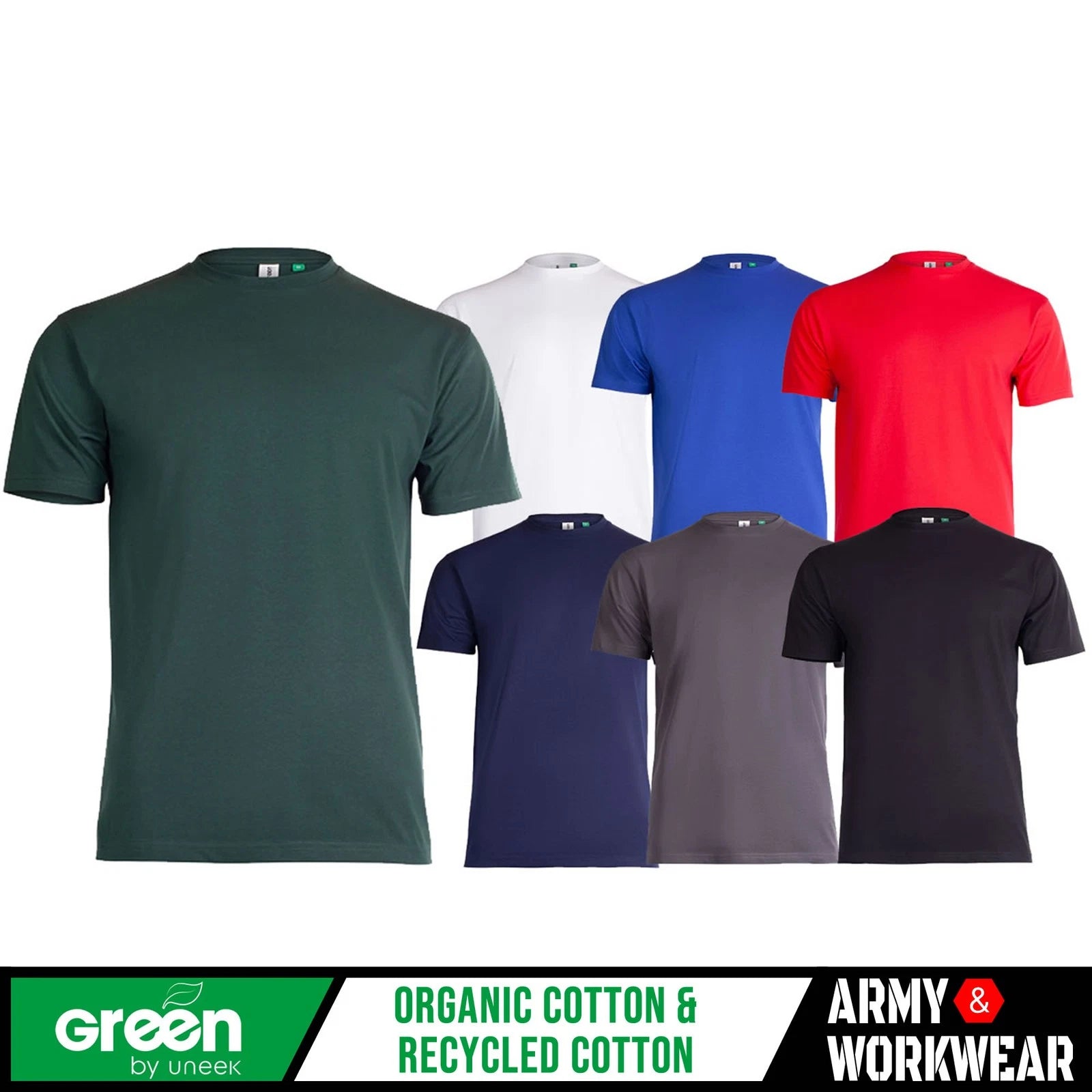 Uneek Eco T-Shirt Organic & Recycled Cotton Casual Mens Ladies Plain Tee Top
