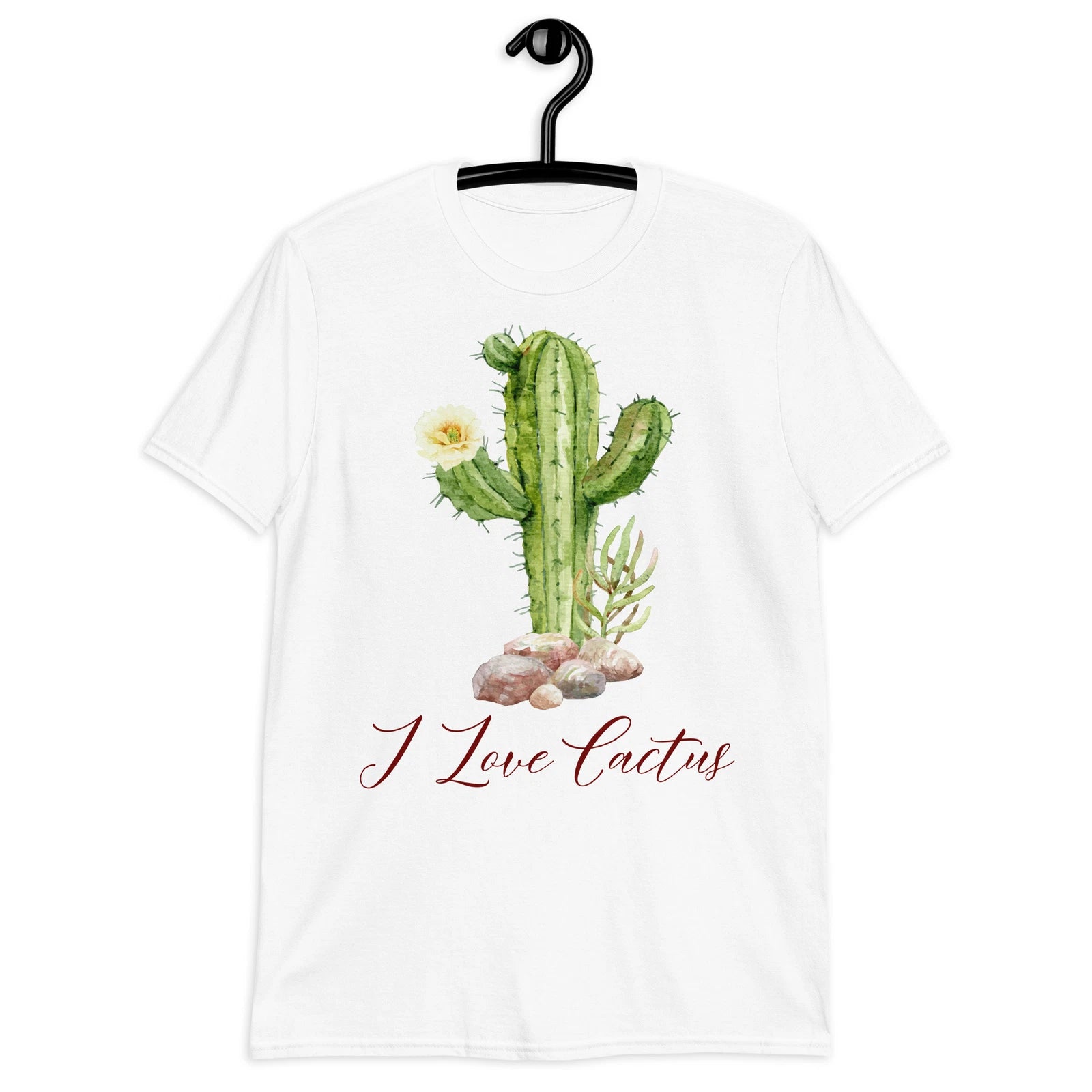 Stylish Unisex Short-Sleeve T-Shirt with Watercolor Cactus Design 'I Love Cactus