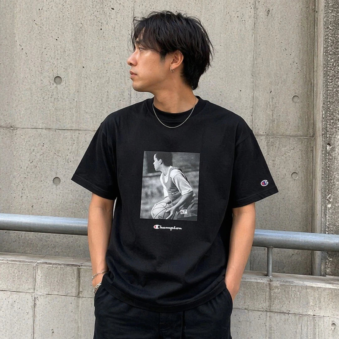 CHAMPION Men’s Basketball Graphic T‑Shirt Black Crew Neck Casual T-shirt BNWT