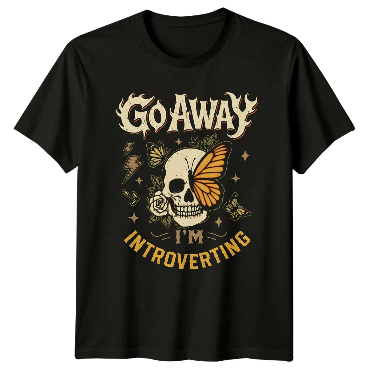 Go Away Im Introverting Womens T-Shirt Dark Floral Introvert Birthday Gift