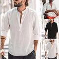 New Chinese style  Men Cotton Linen Button T-Shirts Casual Thin Solid Tops gift