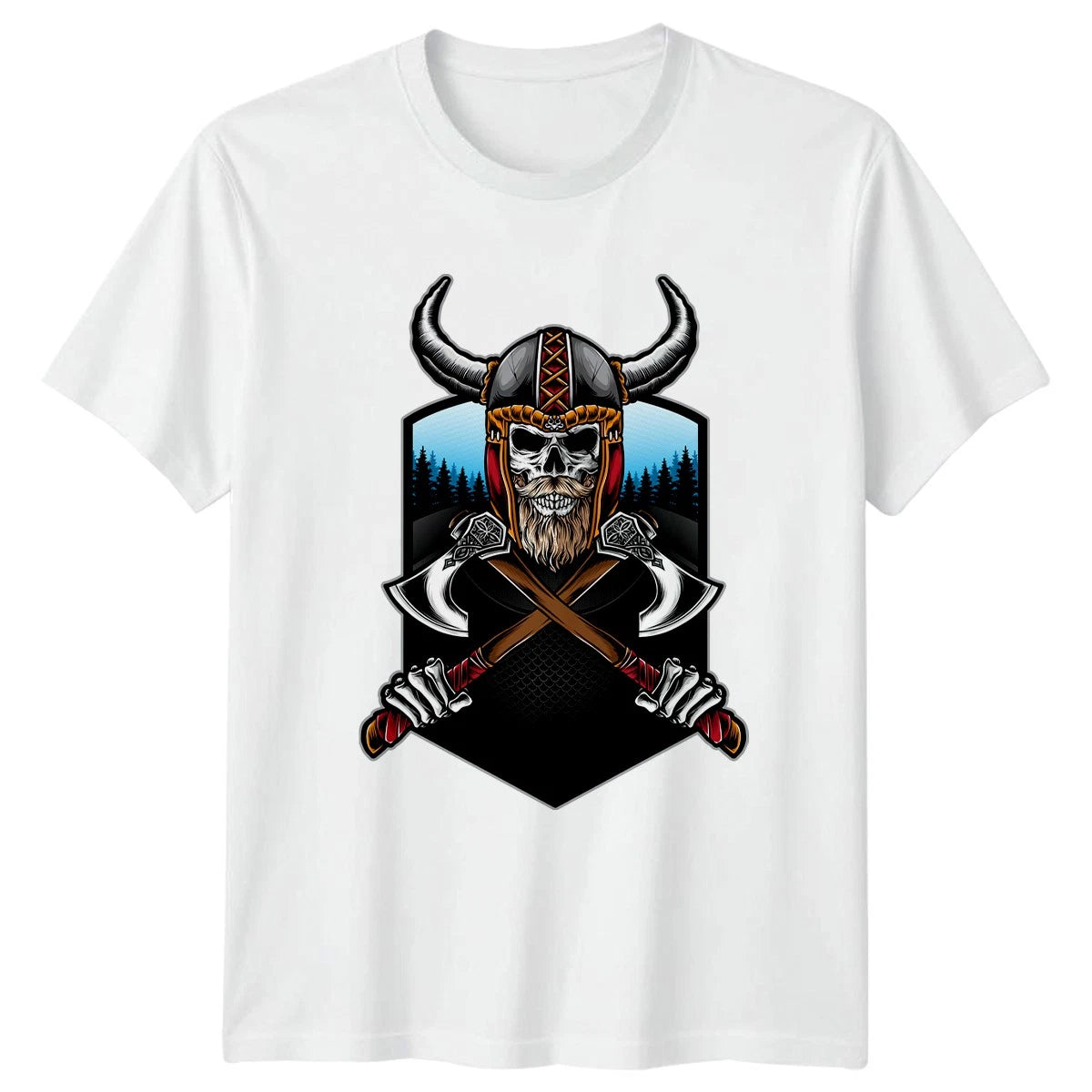 Bearded Viking Skull Axe Nordic Mens T-Shirt Skull Art Norse Mythology Birthday