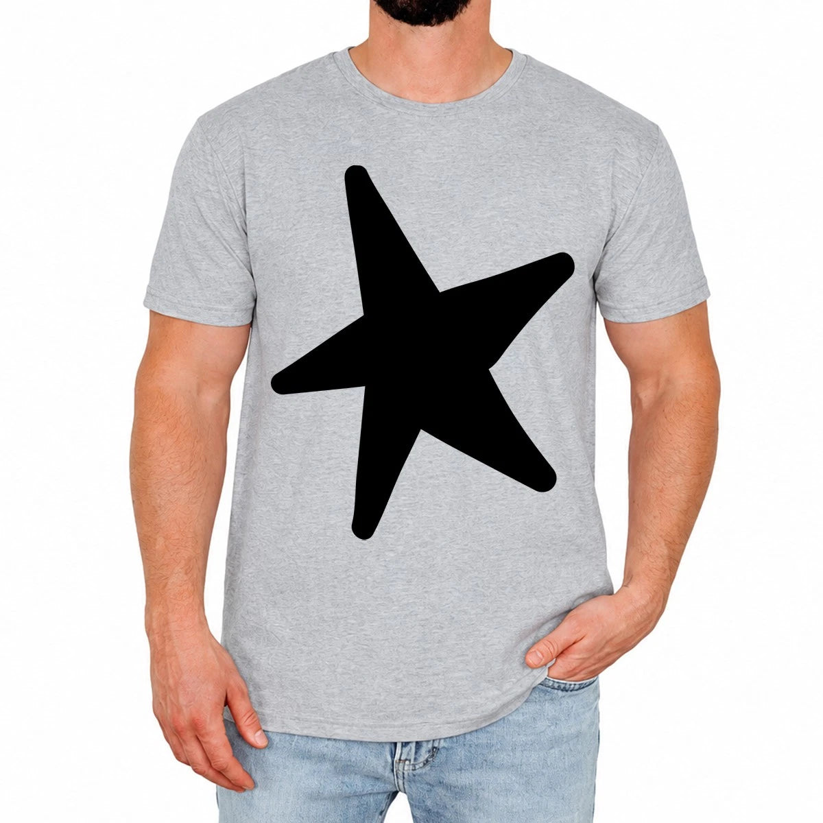 Simple Star Mens T-Shirt Bold Black Graphic Fun Funny Retro Casual Gift