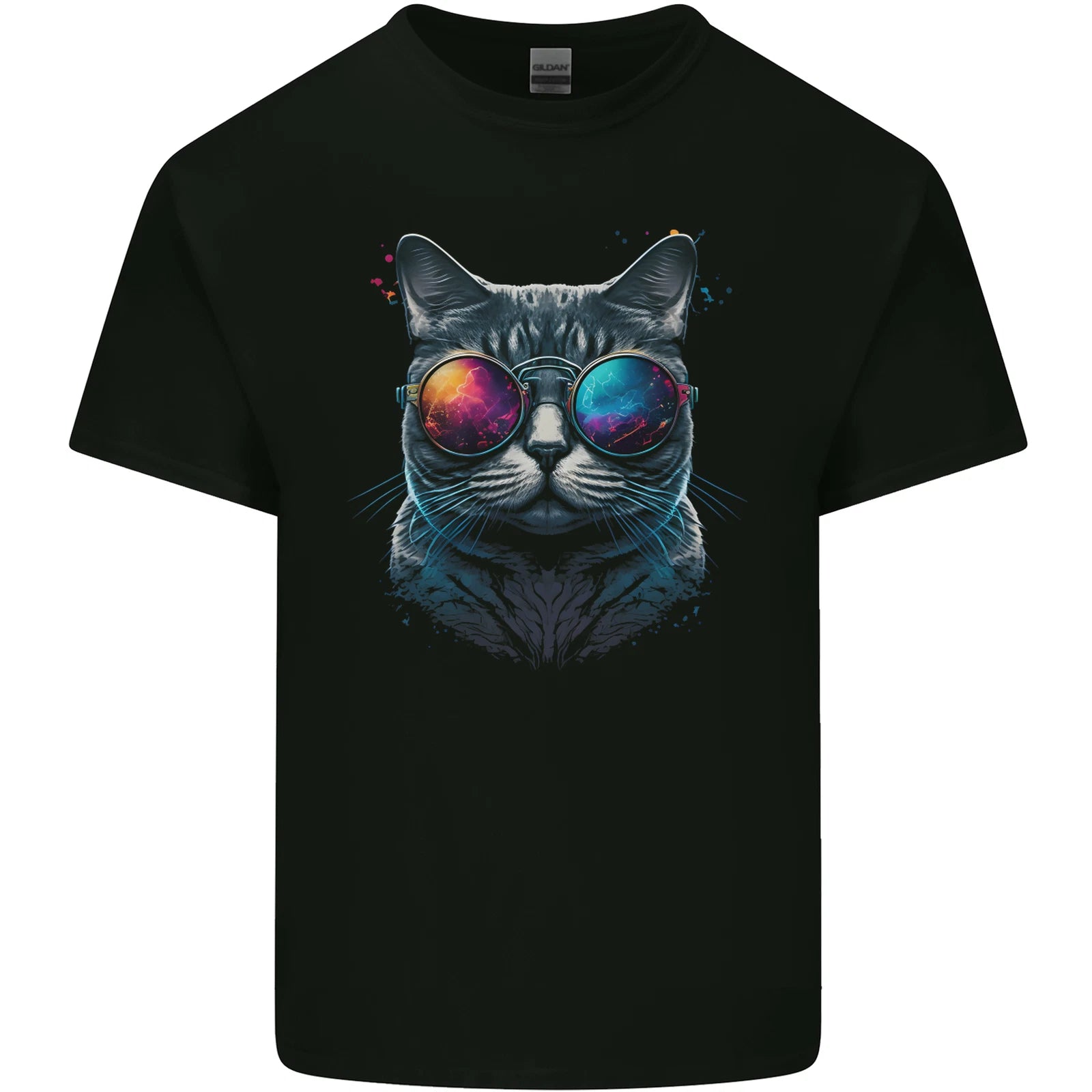 A Cool Cat With Cosmos Glasses Mens Cotton T-Shirt Tee Top