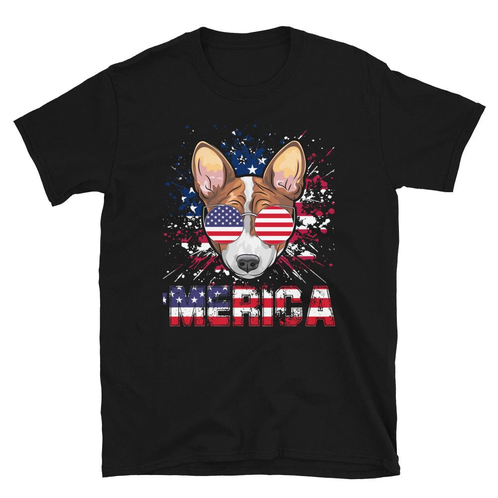 Super Cool Dog Merica July 4th of July  USA US Flag T-Shirt