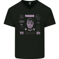 Paranoid Conspiracy Skull Mens V-Neck Cotton T-Shirt