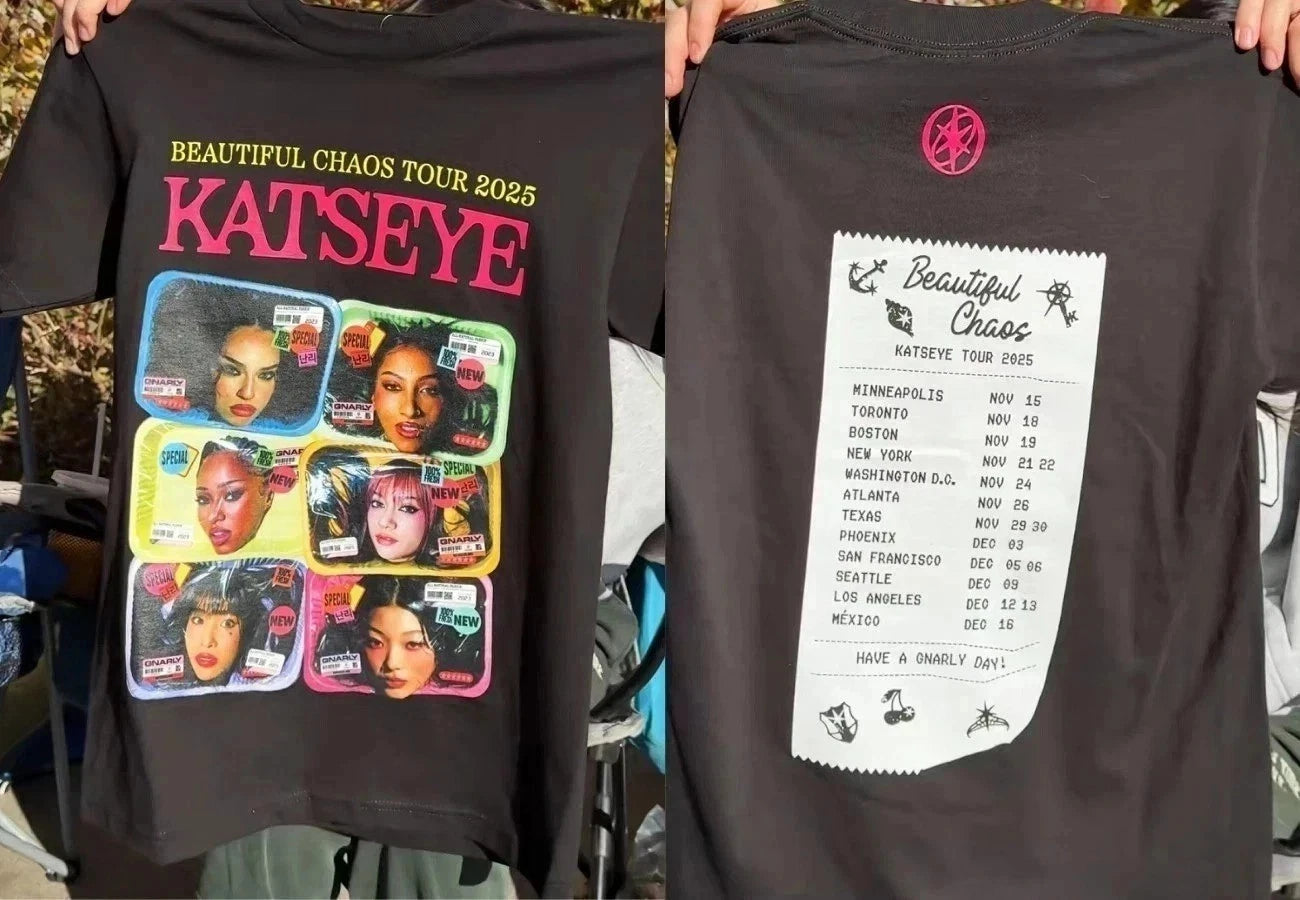 SALE! Katseye Beautiful Chaos Tour 2025 Merch T-shirt Unisex Allsize