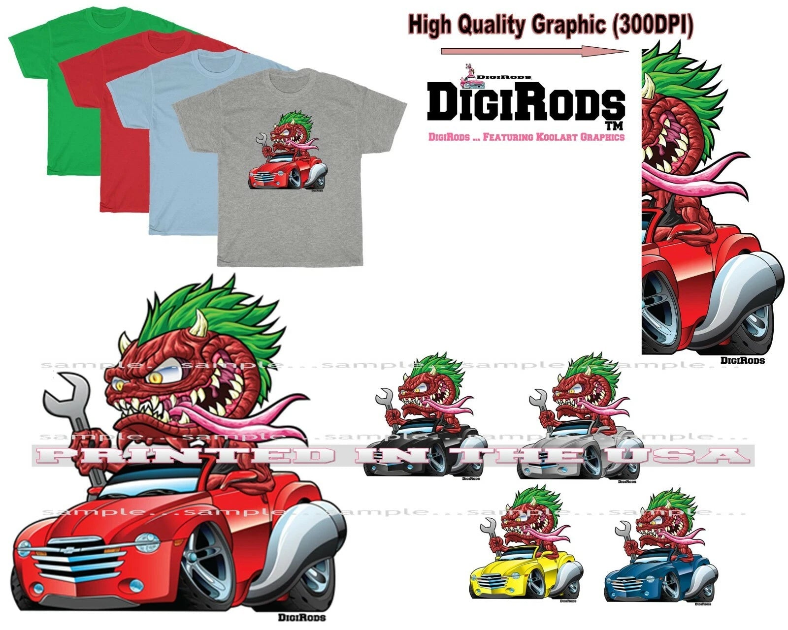 DigiRods Gremlin Monster SSR Rare Truck Model Hot Rod Cartoon Car T Shirt